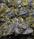 Chalcopyrite, truncated Galena, Pyrite, Cleiophane