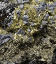 Chalcopyrite, truncated Galena, Pyrite, Cleiophane