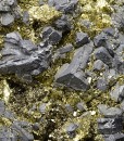 Chalcopyrite, truncated Galena, Pyrite, Cleiophane