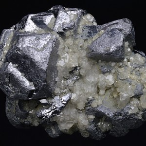 Twinned and truncated Galena, Calcite