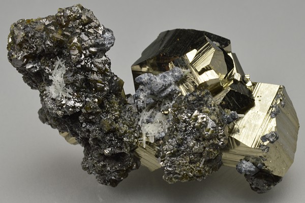 Pyrite, gem Sphalerite var.Cleiophane, Galena, Chalcopyrite