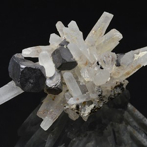 Truncated Galena on Quartz, Calcite
