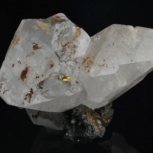 Manganoan Calcite, Quartz, Chalcopyrite