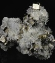 Pyrite on Quartz, Calcite