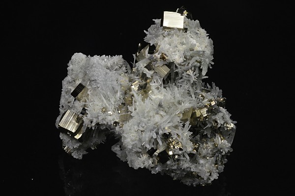 Pyrite on Quartz, Calcite