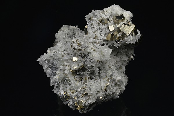 Pyrite on Quartz, Calcite
