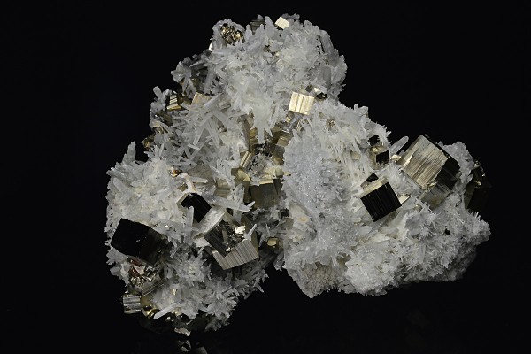 Pyrite on Quartz, Calcite