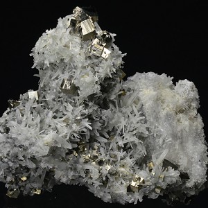 Pyrite on Quartz, Calcite
