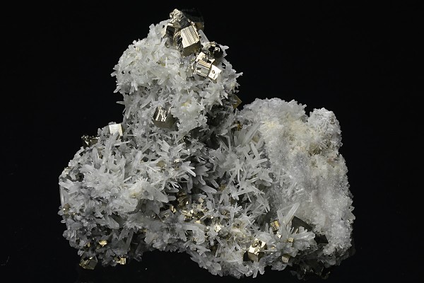 Pyrite on Quartz, Calcite