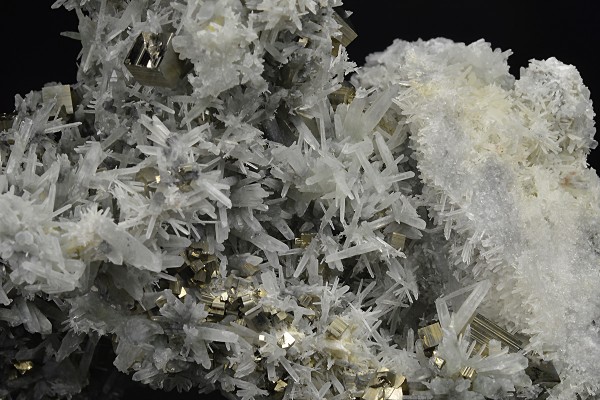 Pyrite on Quartz, Calcite