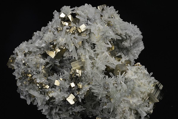 Pyrite on Quartz, Calcite