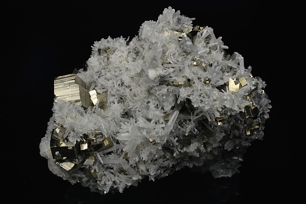 Pyrite on Quartz, Calcite