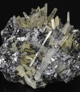 Quartz on twinned Galena, Sphalerite, Chalcopyrite
