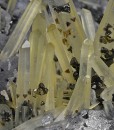 Quartz on twinned Galena, Sphalerite, Chalcopyrite