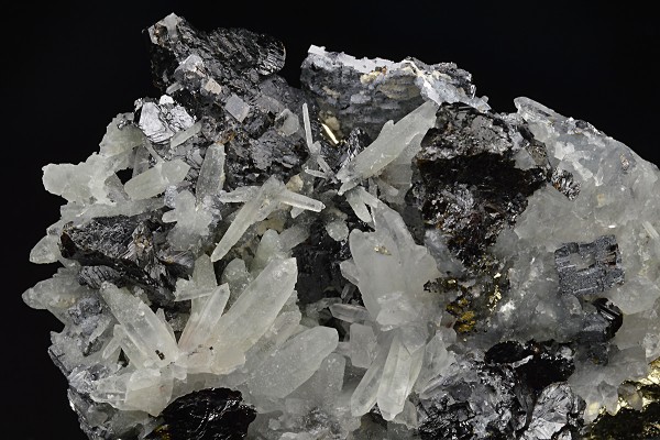 Quartz, Pyrite, thin Galena plate, Sphalerite