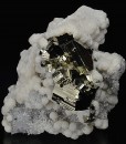 Pyrite on Quartz, Calcite