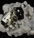 Pyrite on Quartz, Calcite