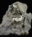 Pyrite on Quartz, Calcite