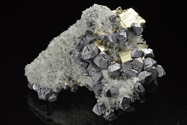 Truncated Galena, Quartz, Pyrite