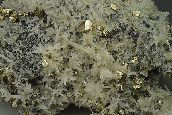 Pyrite on Quartz, Sphalerite
