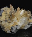 Quartz on twinned Galena, Calcite
