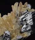 Quartz on twinned Galena, Calcite