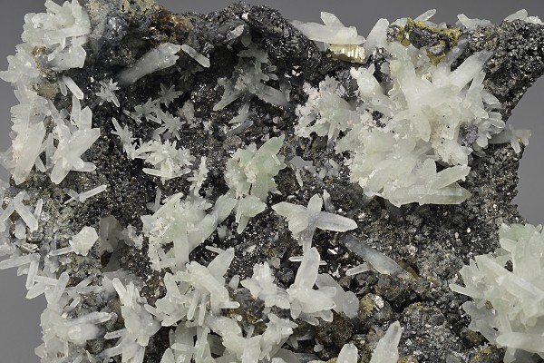 Quartz on Sphalerite, Chalcopyrite, Pyrite, Galena