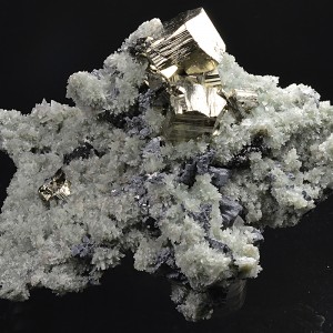 Pyrite on Quartz, Skeletal Galena, Sphalerite