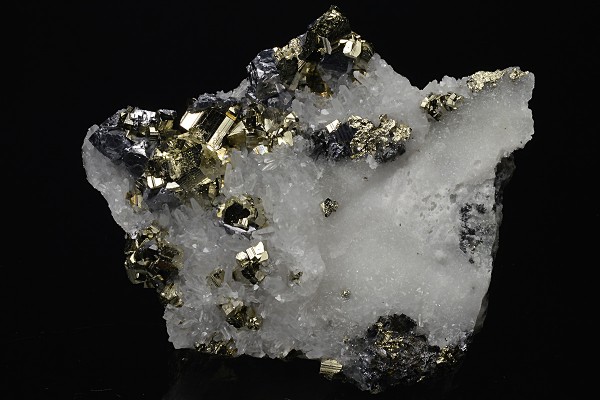 Pyrite, Galena on Quartz