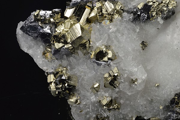Pyrite, Galena on Quartz