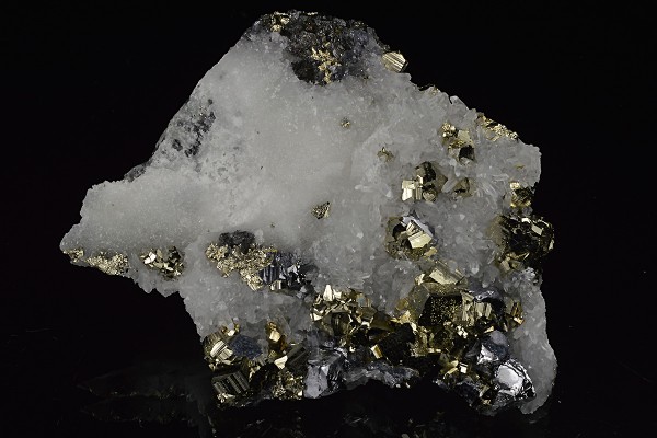 Pyrite, Galena on Quartz