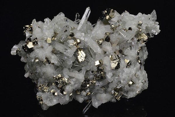 Pyrite on Quartz, Calcite