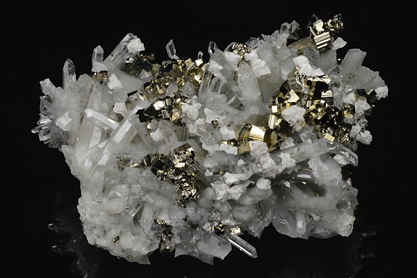 Pyrite on Quartz, Calcite