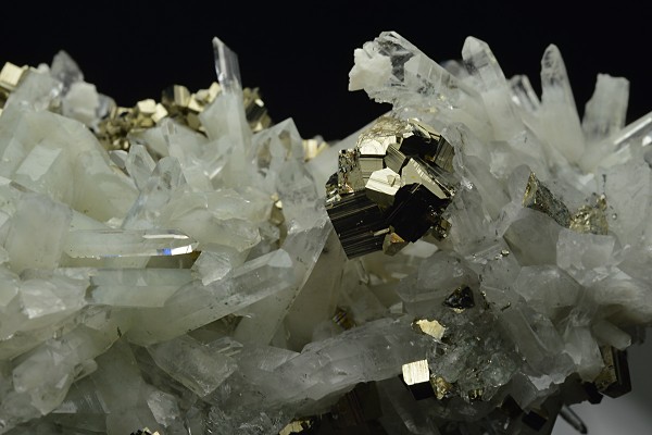 Pyrite on Quartz, Calcite