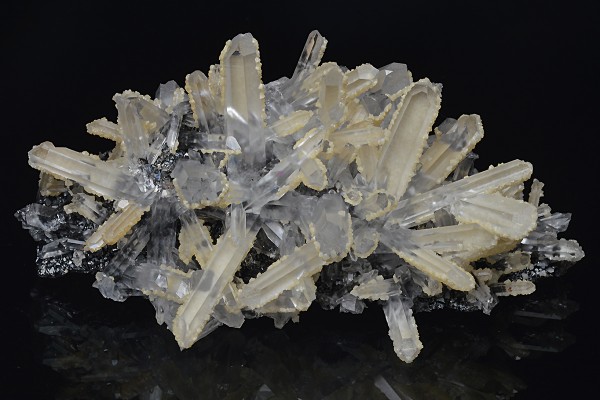 Quartz on Sphalerite tinged with Calcite