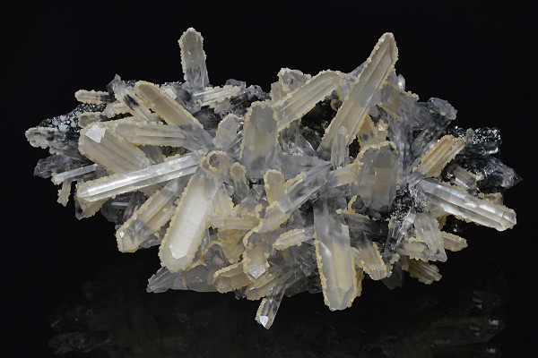 Quartz on Sphalerite tinged with Calcite