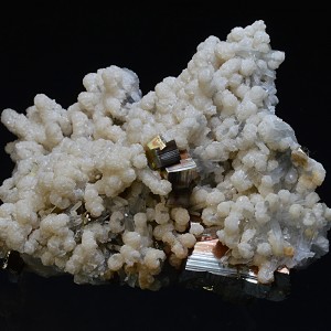 Calcite on Quartz, Pyrite