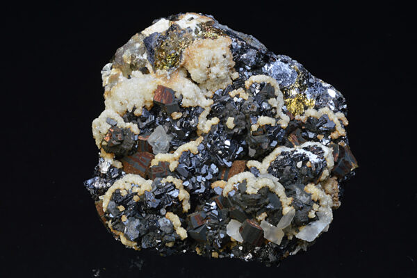 Sphalerite, Pyrite, two generations Calcite