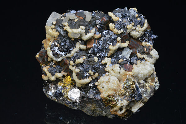 Sphalerite, Pyrite, two generations Calcite