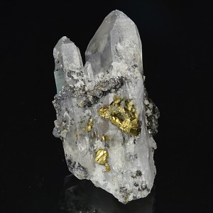 Chalcopyrite on Quartz, Sphalerite