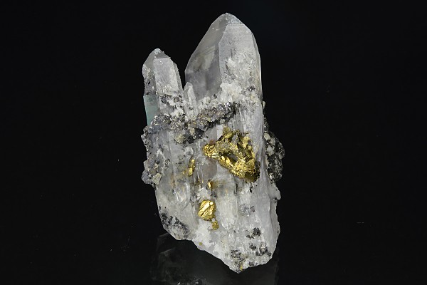 Chalcopyrite on Quartz, Sphalerite