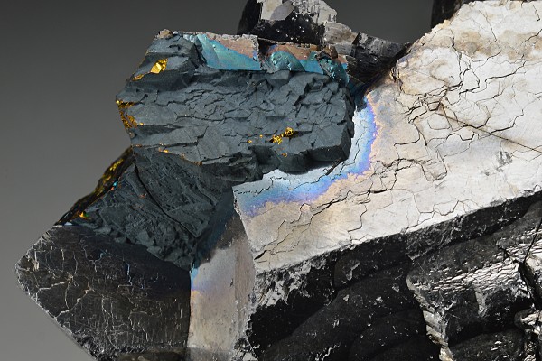 Iridescent Chalcopyrite on Galena, Sphalerite