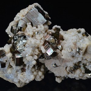 Pyrite on Calcite, Quartz