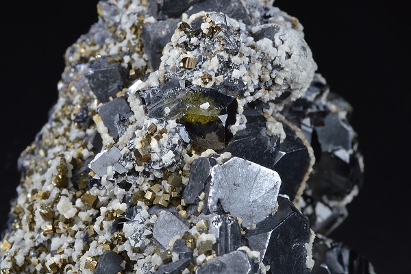 gem Sphalerite var.Cleiophane, Galena, Calcite