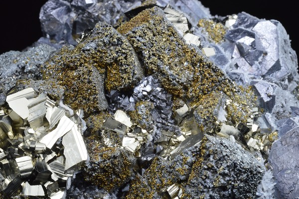 Truncated Galena, Chalcopyrite, Pyrite, Sphalerite, Quartz