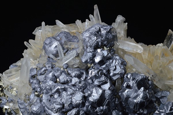 Galena on Pyrite, Quartz