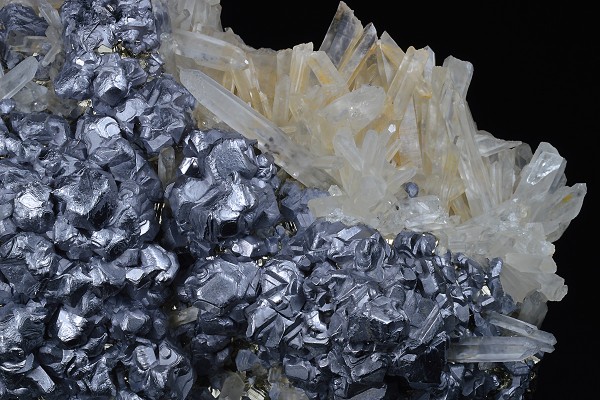 Galena on Pyrite, Quartz