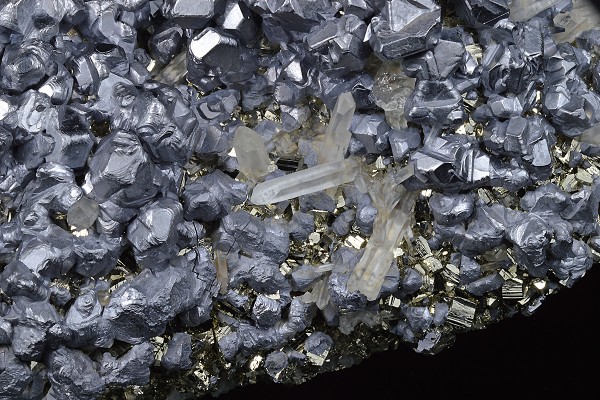 Galena on Pyrite, Quartz