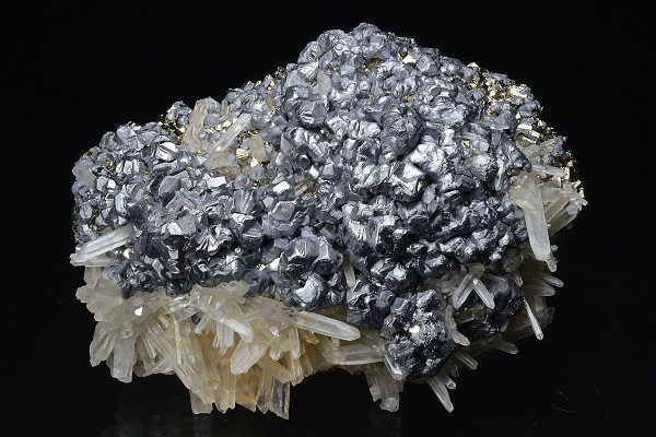 Galena on Pyrite, Quartz