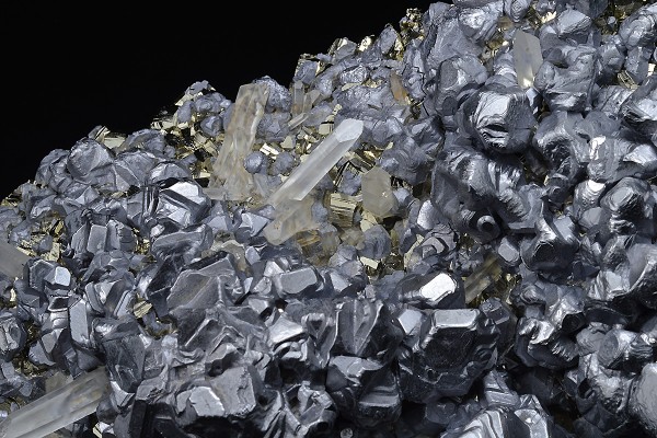 Galena on Pyrite, Quartz